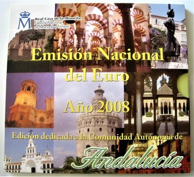 Juego de monedas España 2008 año desde 1 céntimo - 2 euros 8 monedas 3,88 euros + toke andalucía Foto 1 de 4