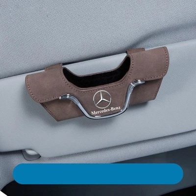 Коричневый замшевый кожаный автомобильный солнцезащитный козырек солнцезащитные очки коробка держатель для карт для Mercedes Benz - Изображение 1 из 4