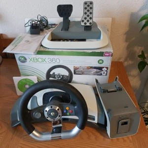 Xbox 360 Wireless Racing steering wheel, Clamp & Pedals, Tested, Orginal Box - Picture 1 of 21