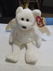 Ty Beanie Baby "Halo" der Engel Bär im Ruhestand braun Nasenmarke in schlechtem Zustand - Bild 1 von 7