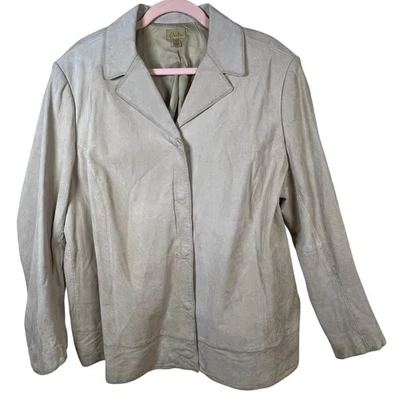 Chaqueta de cuero de gamuza Caslon para mujer talla 2X abrigo Lagenlook forrado con botones tostado claro Foto 1 de 4