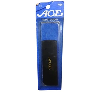 Vintage Ace Hard Rubber Extra Fine Tooth Comb No. 10 New Old Stock Sealed Black - Picture 1 of 3
