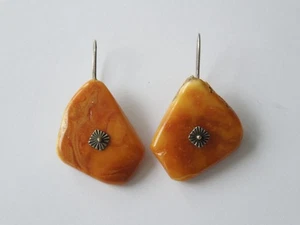 Vintage Ohrringe Silber Bernstein Natur Butterscotch Groß 11,5 g/5,2 x 3,0 cm - Bild 1 von 5