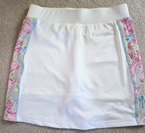 Pebble Beach Women's Small White Skort Floral Print Panel Pockets Stretch Waist - Picture 1 of 6
