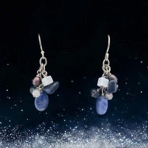 Silpada Sodalite Lolite & Pearl 925 Sterling Silver 1.5” Dangle Earrings - Picture 1 of 14