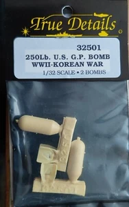 250 lbs. US, GP BOMBE, WWII., Resin- Set, True Details,Scale: 1/32, Kit: 32501 - Bild 1 von 2