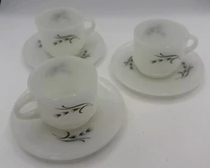 3 Vintage Anchor Hocking Fire King "Harvest" Cups and Saucers - Picture 1 of 14