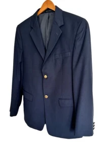 Chaps Boys Blazer 18 Navy Blue Poly Blend Sportcoat Gold 2 Button Jacket Preppy - Picture 1 of 19