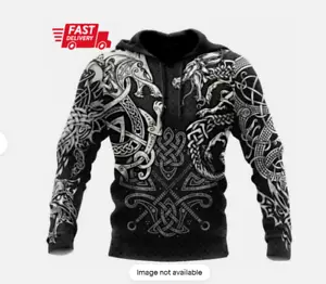 FELPA CON CAPPUCCIO VICHINGA LUPO E DRAGO TATUAGGIO 3D HALLOWEEN REGALO DI NATALE MIGLIOR PREZZO - Foto 1 di 3
