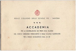Collegio Scuole Pie - Programma consegna premi ed elenco vincitori - Savona 1934 - Imagen 1 de 1