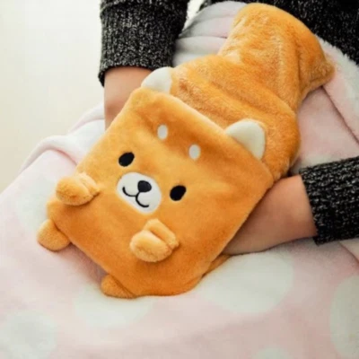 Shiba Inu Rubber Hot Water Bottle with Bags Cover Faux Fur Dog Fluffy 1 L Winter - Image 1 of 4