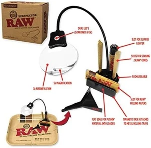 RAW 18650 Perspector with UV and LED Light, 3X and 5X Magnifier, Magnetic Base - Picture 1 of 3