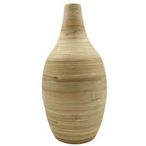 Bambus Vase 40cm Natur Boho Blumenvase Bodenvase Tischdeko Creme Minimalistisch  - Bild 1 von 2