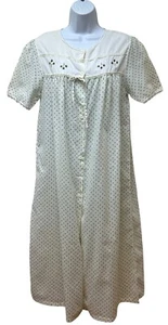 Vintage Dainty Floral Cotton House Dress Nightgown Button Front Embroidered M - Picture 1 of 9