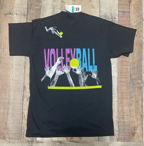 Vintage neu mit Etikett Nike Beachvolleyball schwarz Just Do It Einzelnaht Shirt XL zweiseitig - Bild 1 von 9
