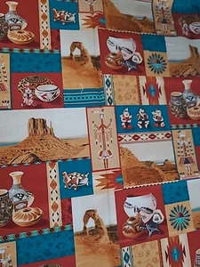 Fabric SOUTHWEST Theme Patchwork Pattern by Elizabeth's Studio 37" L x 40" W - Picture 1 of 4