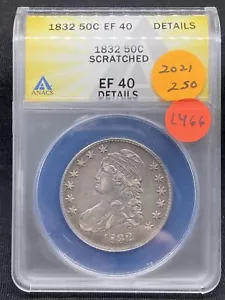 1832 Capped Bust Half Dollar XF40 Dtls ANACS L466 - Picture 1 of 2