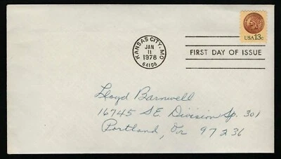 US 1978 FDC #1734 - 13c Indian Head Penny First Day Cover - Image 1 of 2