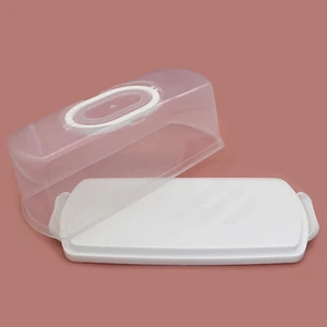 Loaf Cake Storage Container Plastic Rectangular Bread Box with Portable Handle - Picture 1 of 12