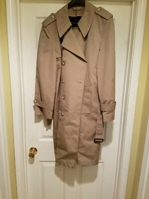 VINTAGE 1980 Austin Manor Tan Trench Rain Coat 40 REG Removable Fur Lining KOREA - Image 1 of 4