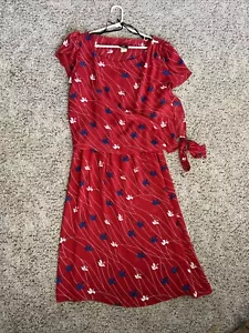 Vintage 1980s Red White & Blue 100% Polyester Dress Maree' Made Jamaica Size 18 - Picture 1 of 13