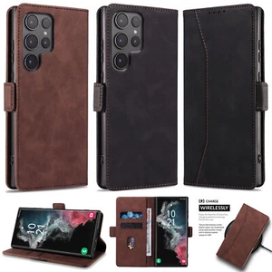 For Samsung Galaxy S22/S22+/S22 Ultra Leather Wallet Case Shockproof Pouch Cover - Picture 1 of 40