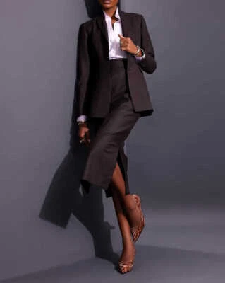 Conjunto de falda envolvente con solapa chal para mujer para trabajo elegantes trajes de negocios Foto 1 de 4