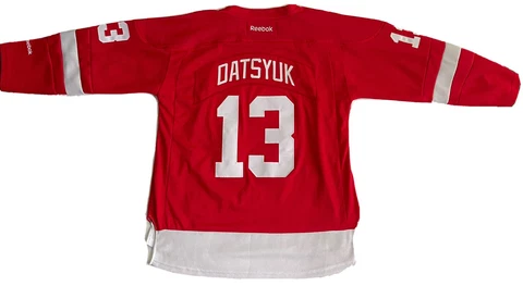 NHL Detroit Red Wings PAVEL DATSYUK Reebok Red YOUTH Jersey L XL Stitched Patch Cover