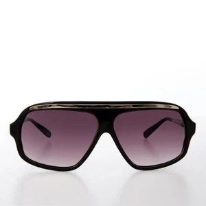 Black Fancy Flat Top Pilot Sunglasses - Renee - Picture 1 of 3