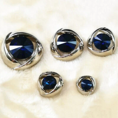 6X Rhinestone Buttons with Metal Loop Glass Crystal Sewing for Costume Decor DIY - Image 1 of 4