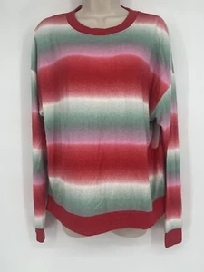 Abound kuschelweicher Damenpullover mit Rundhalsausschnitt rot & grün gestreift Größe Medium  - Bild 1 von 7