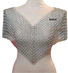 Women's Aluminum Chainmail V Neck Crop Top Halter Shirt Lightweight Anodized - Picture 1 of 5