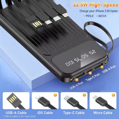 Powerbank 1000000mAh Tragbar Externer Batterie 4 USB Ladegerät für Alle Handys⭐⭐ - Bild 1 von 4