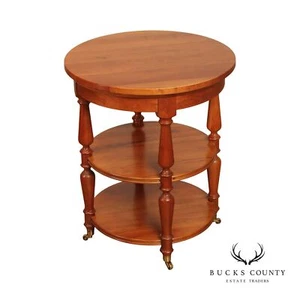 Harden Solid Cherry Round Three-Tier Side Table - Picture 1 of 12