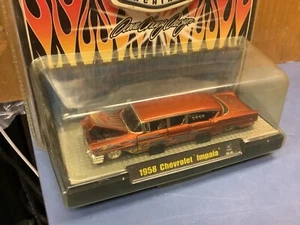 1/64 M2 AUTO STRETCH RODS 1958 CHEVROLET IMPALA LIMOSINE WITH FLAMES - Picture 1 of 2