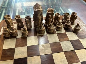 Unique Vintage Rajasthani Indian Chess Pieces coins without Board 3" King 1960 - Picture 1 of 5