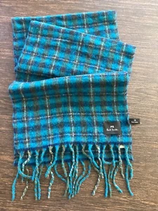 Neu PS PAUL SMITH großer blau schwarz karierter Schal 14 x 72 Zoll weich warm neu mit Etikett Italien - Bild 1 von 8