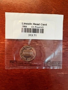 1964 Lincoln Memorial Cent Penny Ch Proof-63  No Mint Mark Uncirculated - Picture 1 of 3