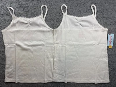 2x Cat & Jack Girls XL 14 Plus White Lace Trim Tank Top - Image 1 of 4