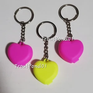 Tupperware Keychains Heart Keychain Lot Neon Green and Neon Pink Set 3 Lockets - Picture 1 of 9