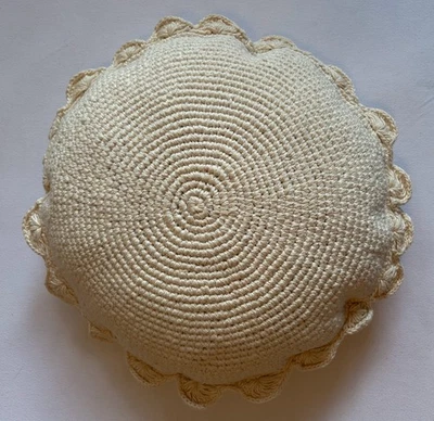 Threshold brand, Round Crochet Throw Pillow with Scalloped Trim, Cream color - Image 1 of 4