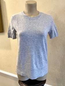 THEORY L TOLLEREE CASHMERE SWEATER PULLOVER SHORT SLEEVE CREW GREY NWT $260 SOLD - Picture 1 of 7