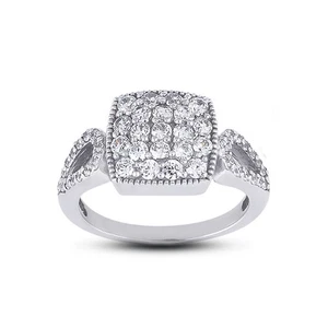 0.84 Carat E-VS1 Round Cut Natural Certified Diamonds 14k Gold Anniversary Ring - Picture 1 of 3