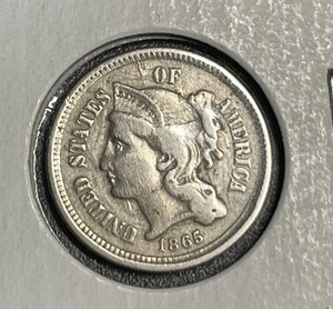 1865 Three Cent Coin With Errors - Picture 1 of 19