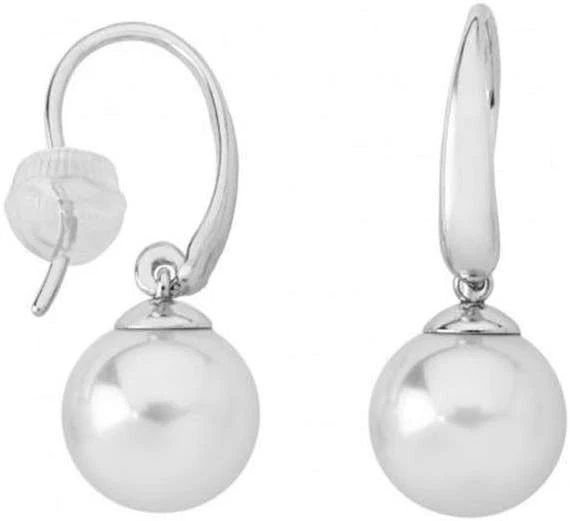 Pendenti MAJORICA Donna Argento Perla Bianca Rotonda Di 10 MM - Chiusura Hook 11 - Immagine 1 di 4