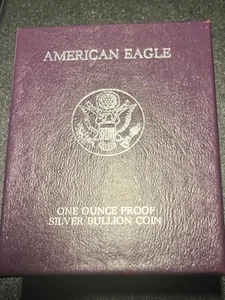 American Eagle -One Ounce Proof Silver Bullion Coin Purple Collectors Box Only. - Picture 1 of 4