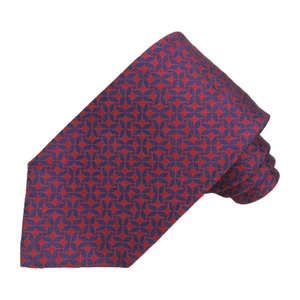 Gladson Herren Jacquard Designer Krawatte Rot/Blau Geometrisch Krawatte 100% Seide Italien - Bild 1 von 7