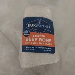 Barkworthies Dog Treat stuffed beef bone with bully stick Blend 3-4in bone - Picture 1 of 4