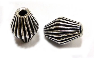 9 Pcs 12X8mm Oval Corrugated Bead Antique Silver Plated Jewelry - Image 1 of 3