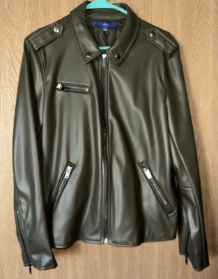 Women’s  L  Motorcycle Jacket  Faux Leather with Zipper Pockets - Image 1 of 4